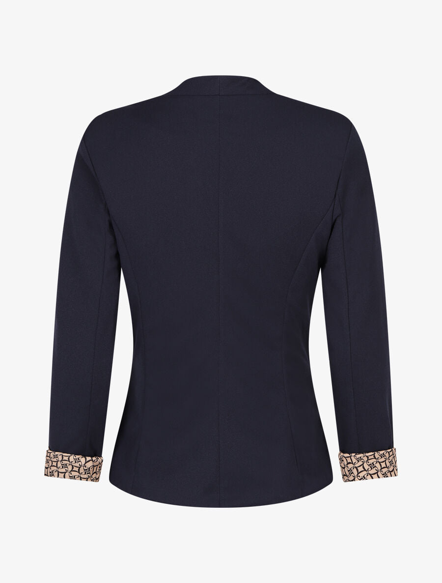 Blazer uni à revers imprimé alphabet - Marine - 2