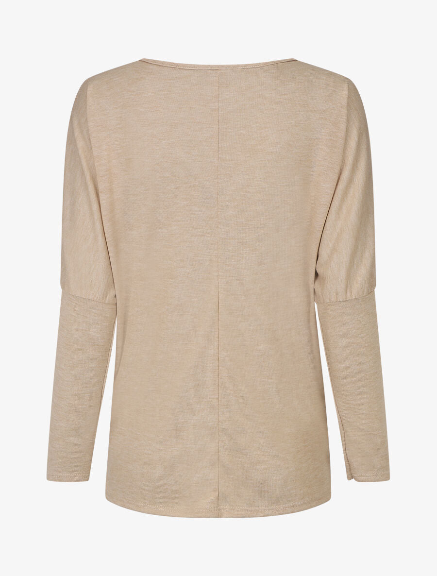 Pull fin à imprimé plumes irisées - Beige - 2