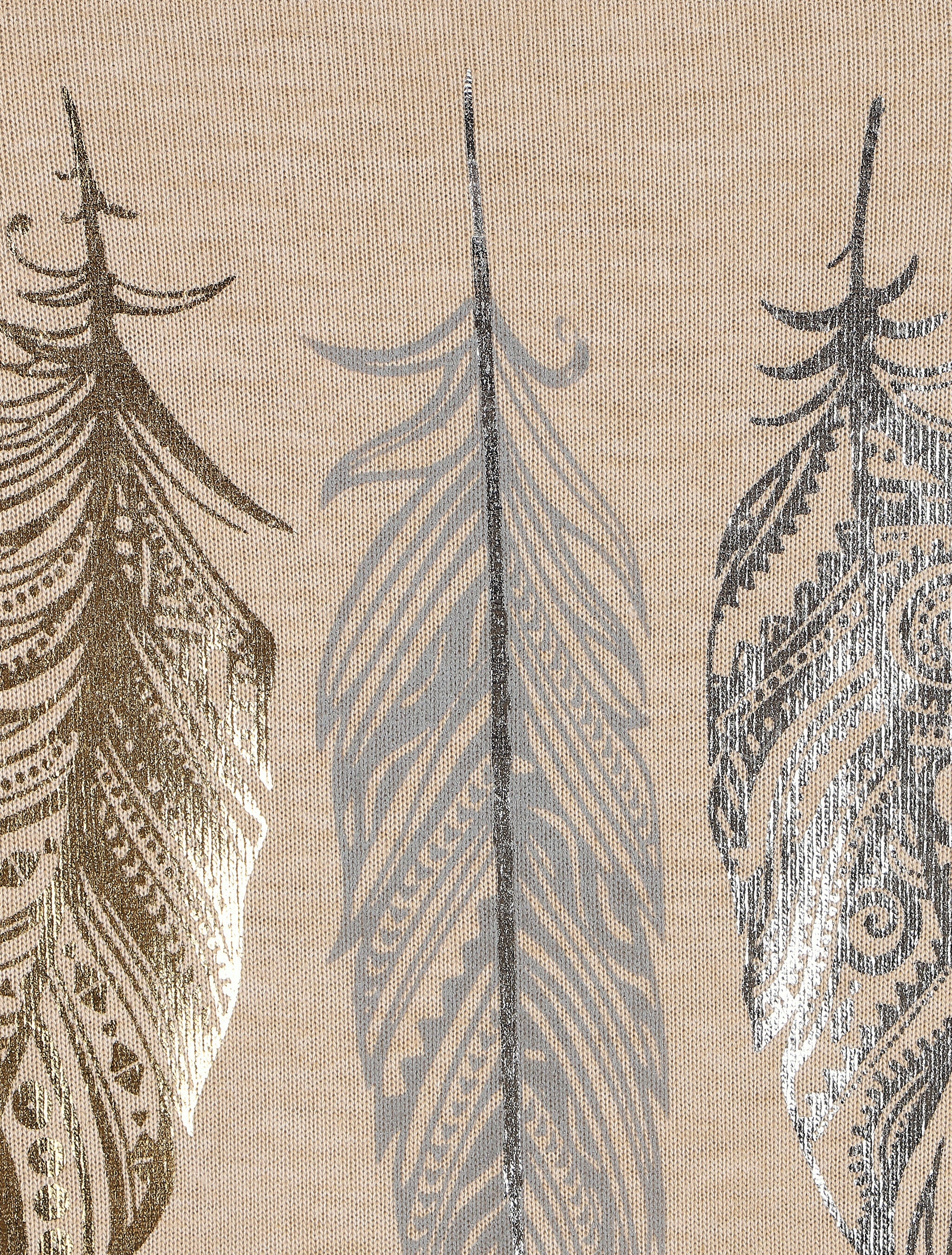 Pull fin à imprimé plumes irisées - Beige - 3
