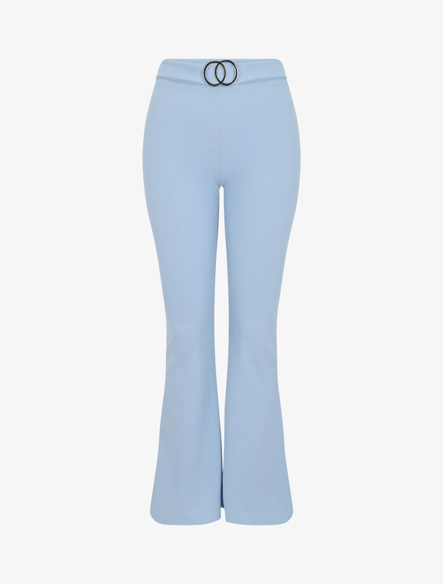 Pantalon flare extra long à boucle métallique - Bleu ciel - 1