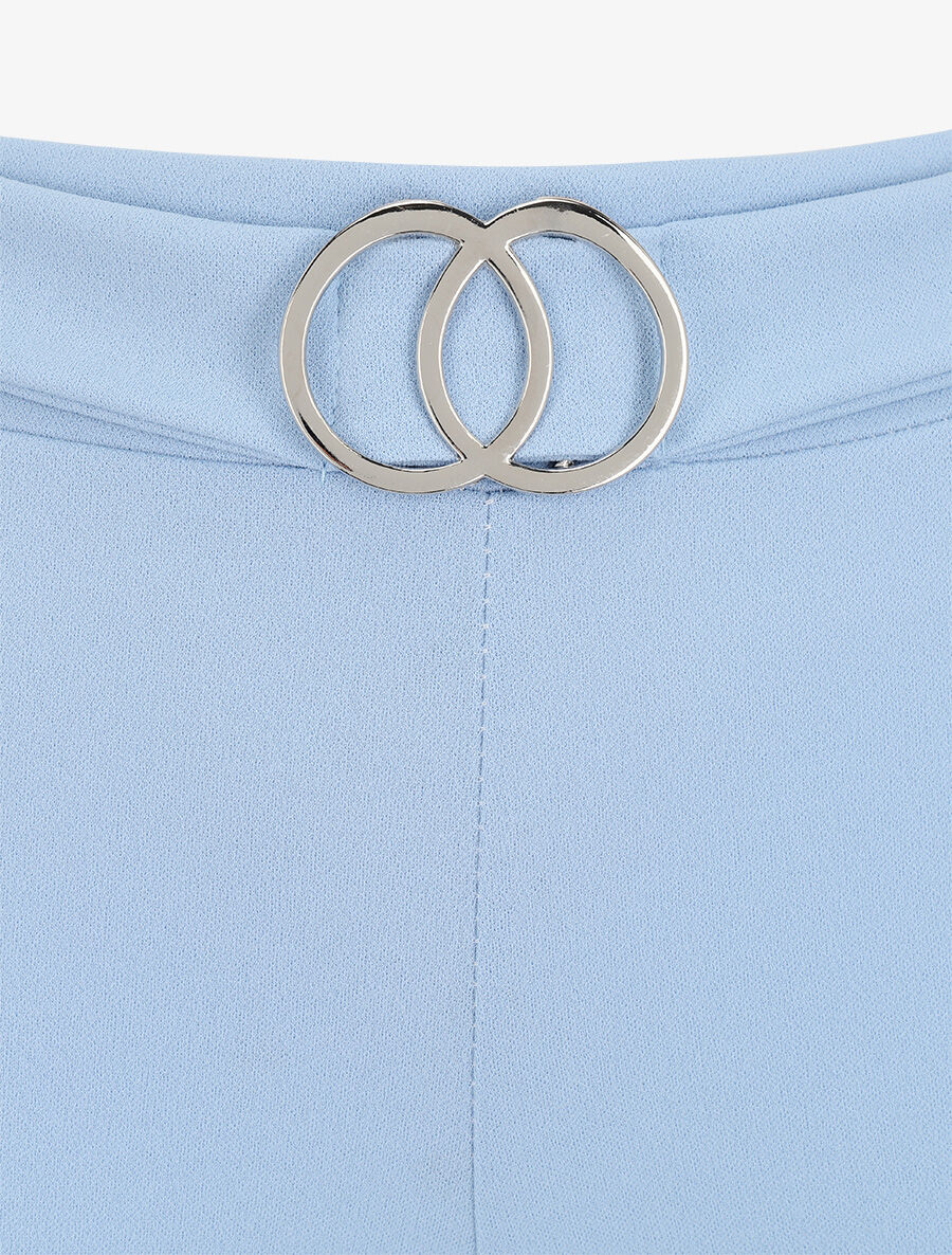 Pantalon flare extra long à boucle métallique - Bleu ciel - 3