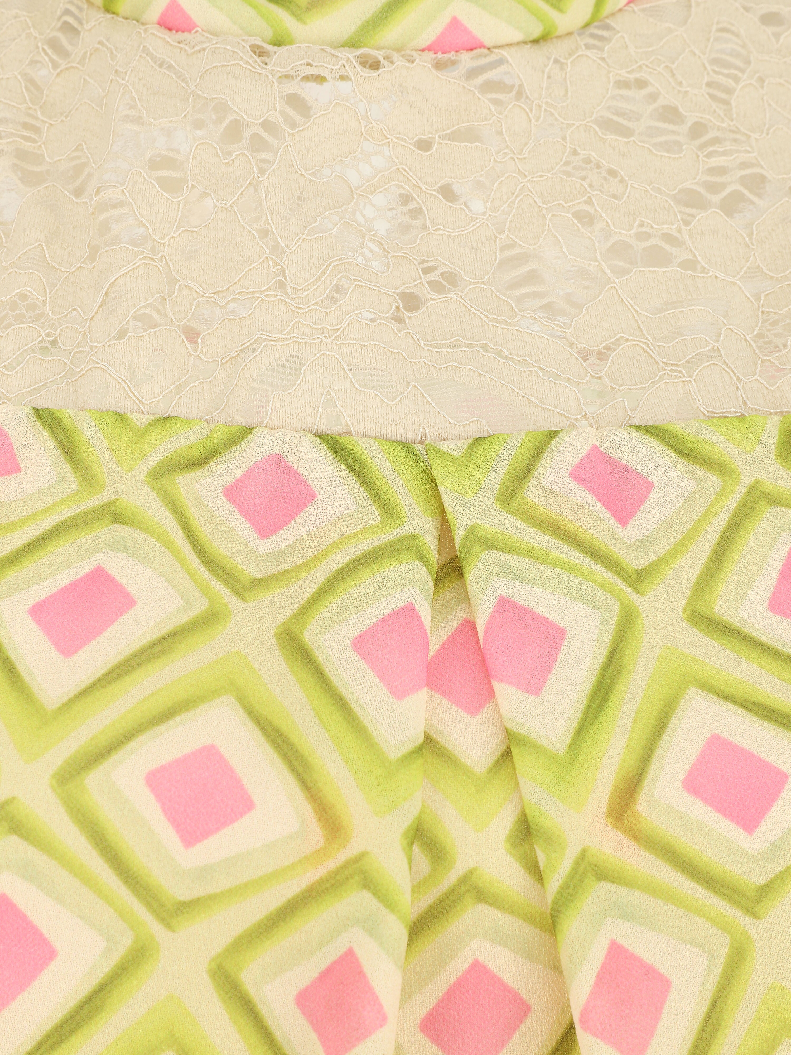 Top sans manches à épaules en dentelle imprimé graphique - Vert - 3