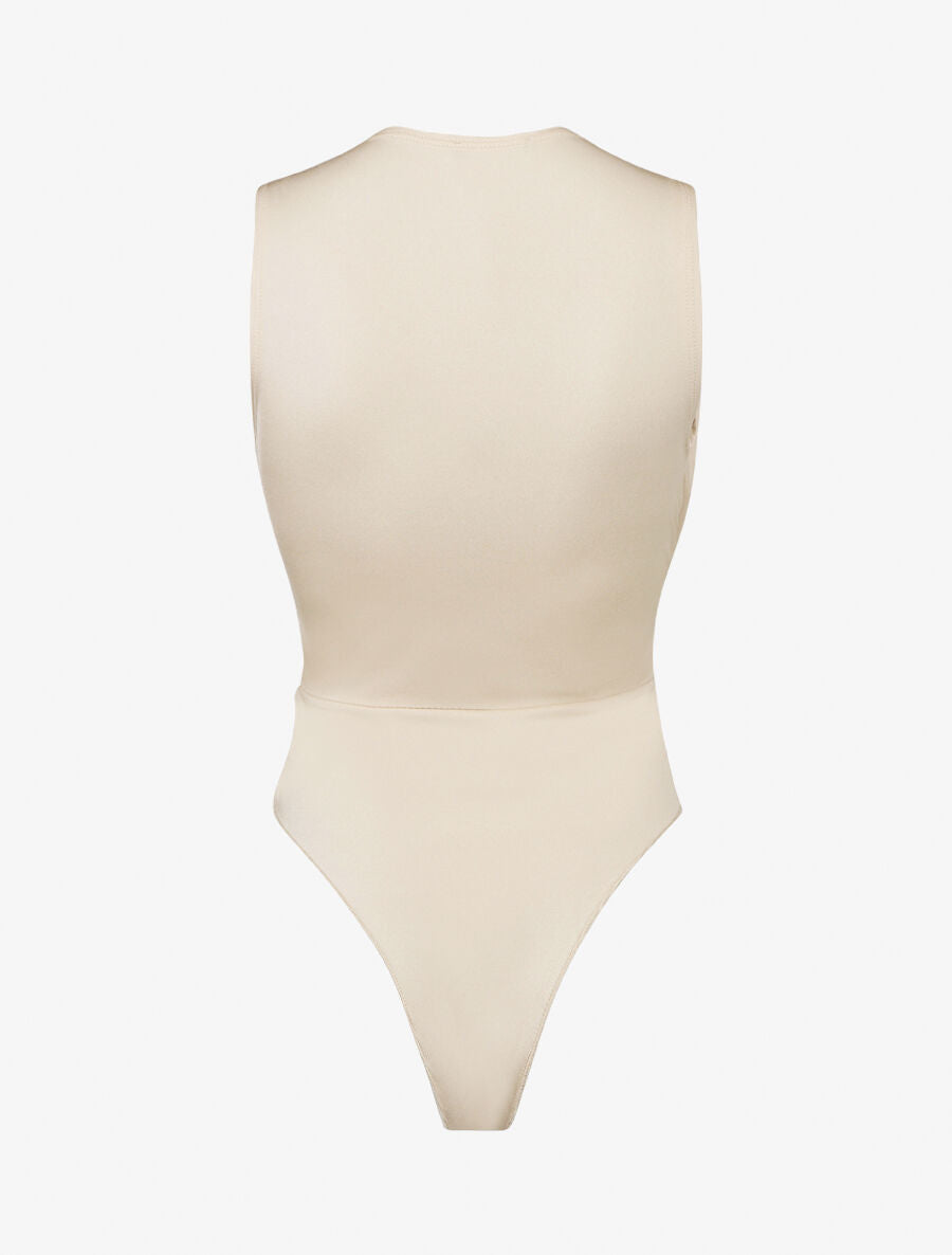 Body uni à col cache-coeur - Beige - 2