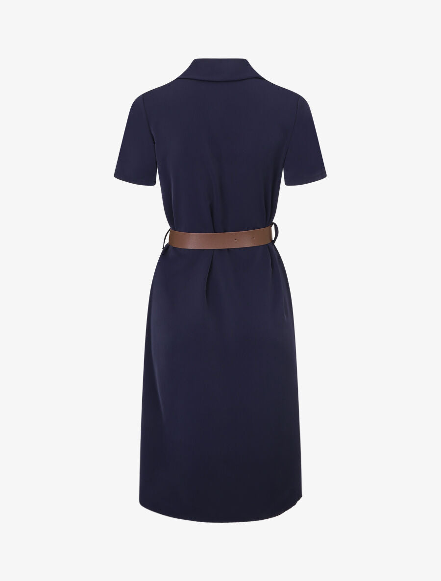 Robe chemise droite unie - Marine - 2
