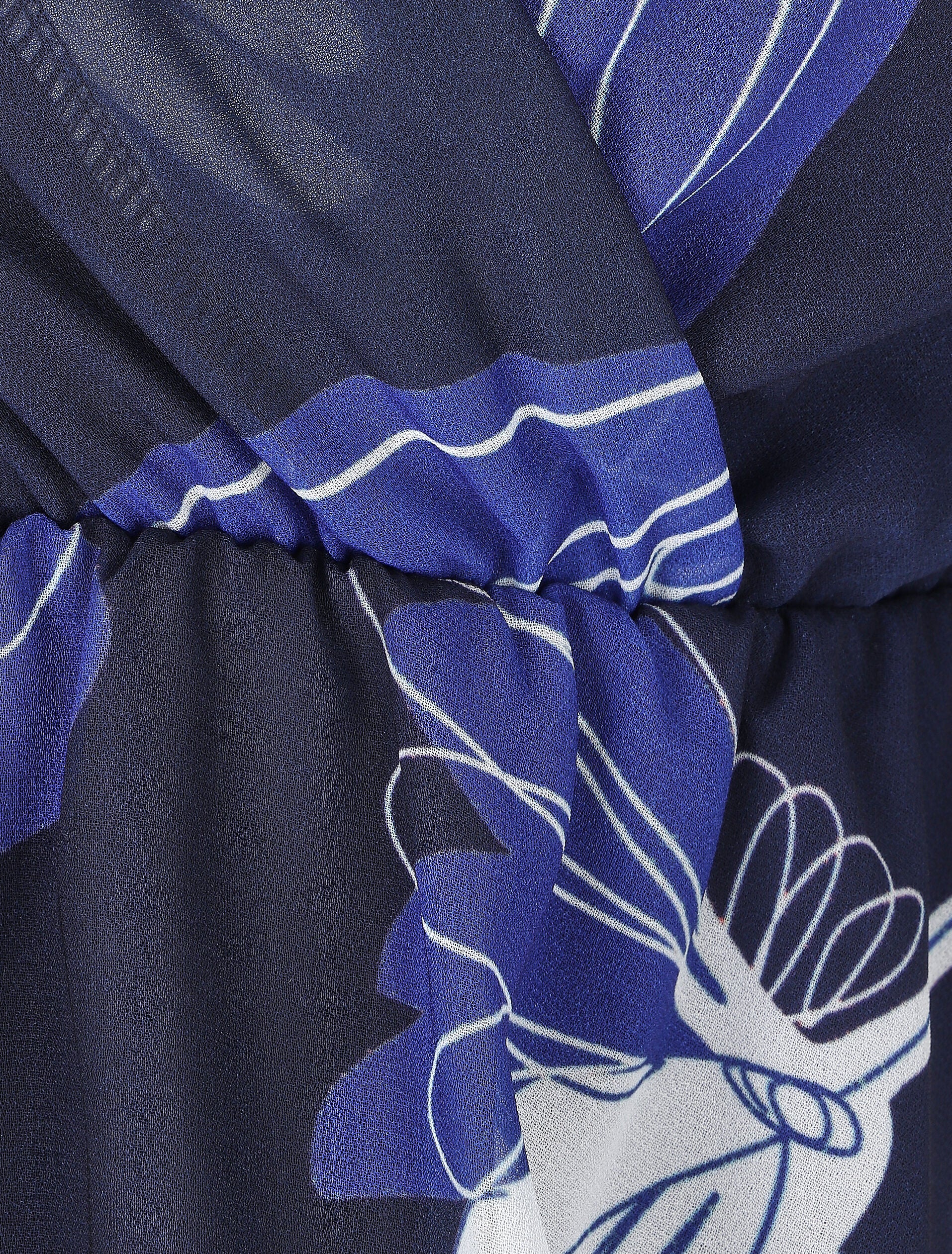 Top élastiqué à imprimé fleuri - Marine - 3