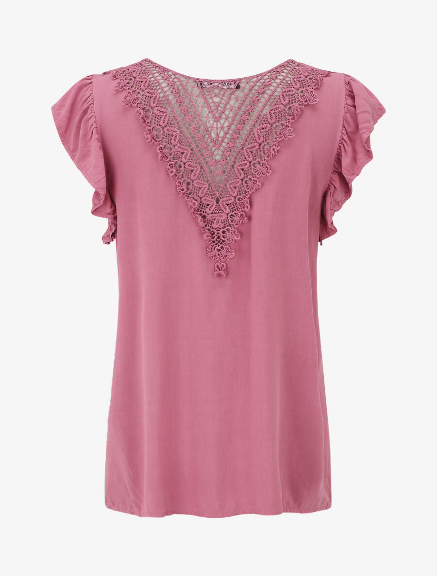 Top sans manches uni dos en crochet - Vieux rose - 2