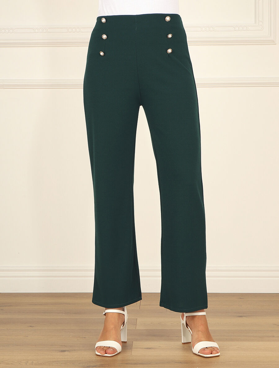 Pantalon fluide coupe droite - Vert sapin - 4