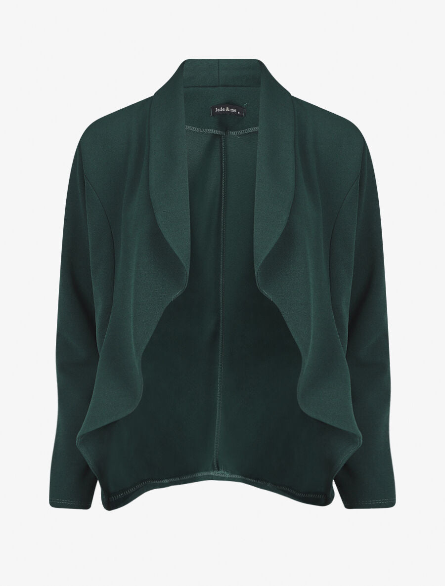 Blazer uni à bords ondulés - Vert sapin - 1
