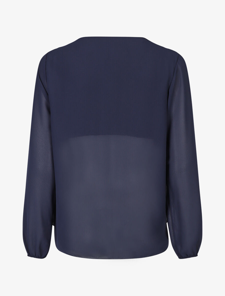 Blouse oversize à col cache coeur - Marine - 2