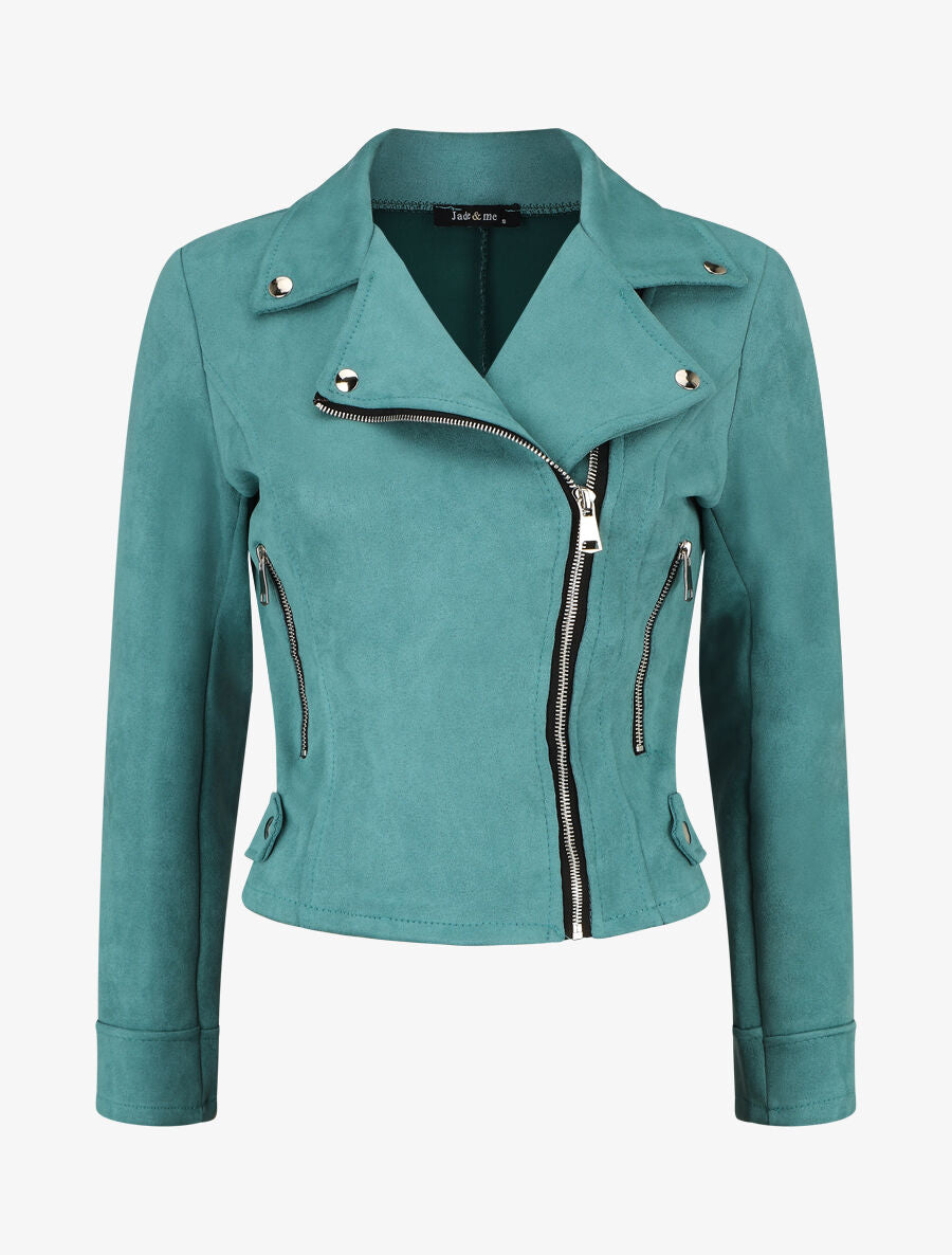 Veste en suédine style perfecto - Vert d&