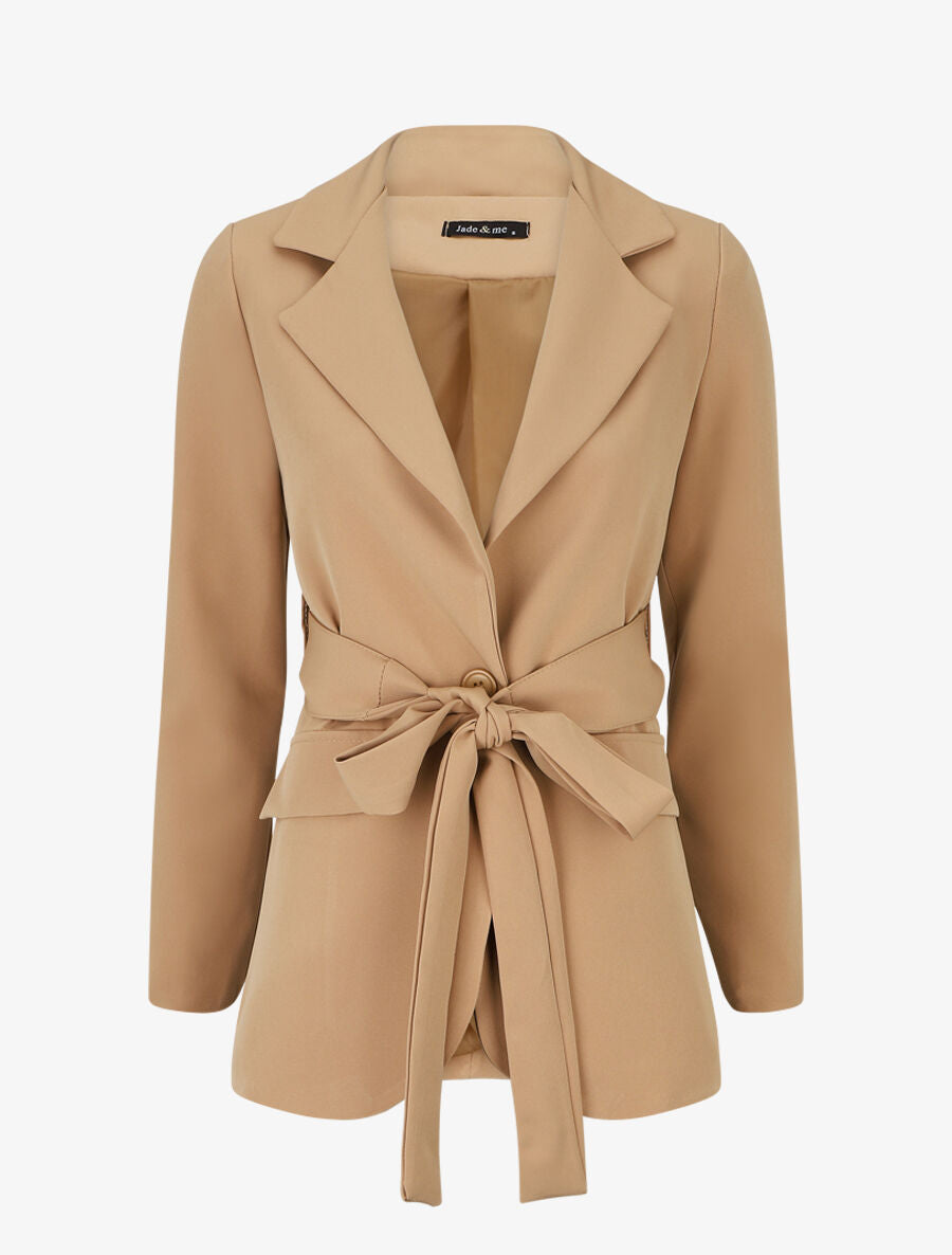 Blazer oversize ceinturé - Camel - 5