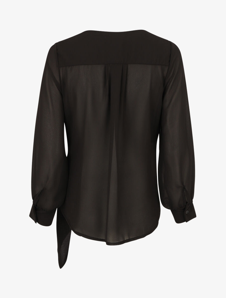 Blouse en voile style portefeuille - Noir - 2