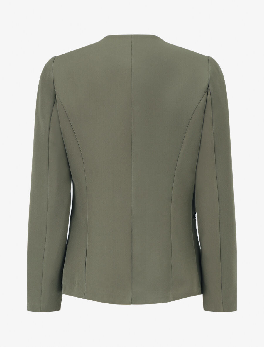 Blazer uni à poches zippées - Kaki - 2