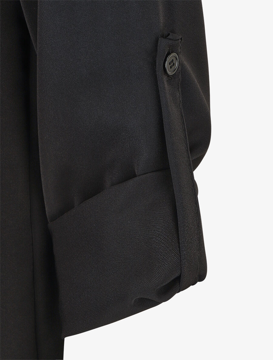 Blouse unie à manches retroussables - Noir - 3