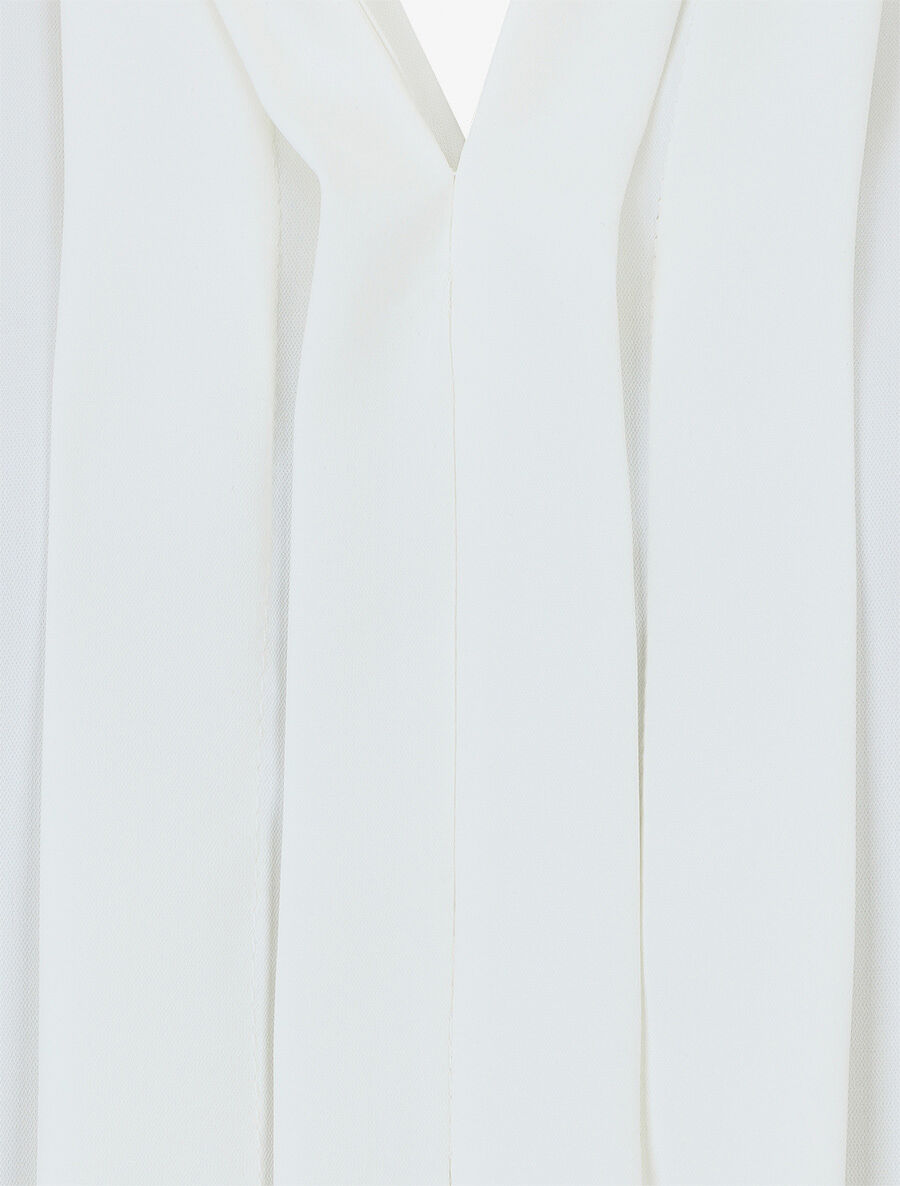 Blouse unie à manches retroussables - Blanc - 3