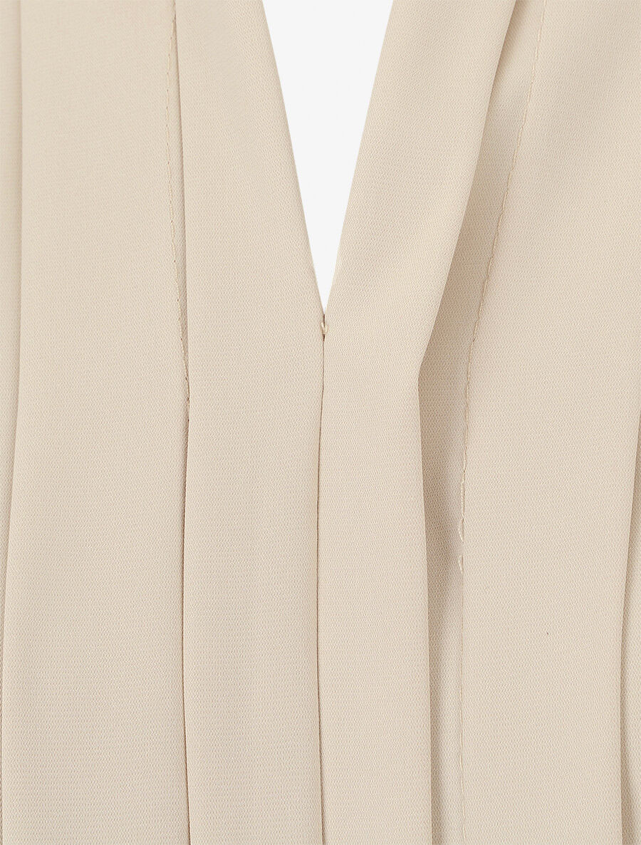 Blouse unie à manches retroussables - Beige - 3