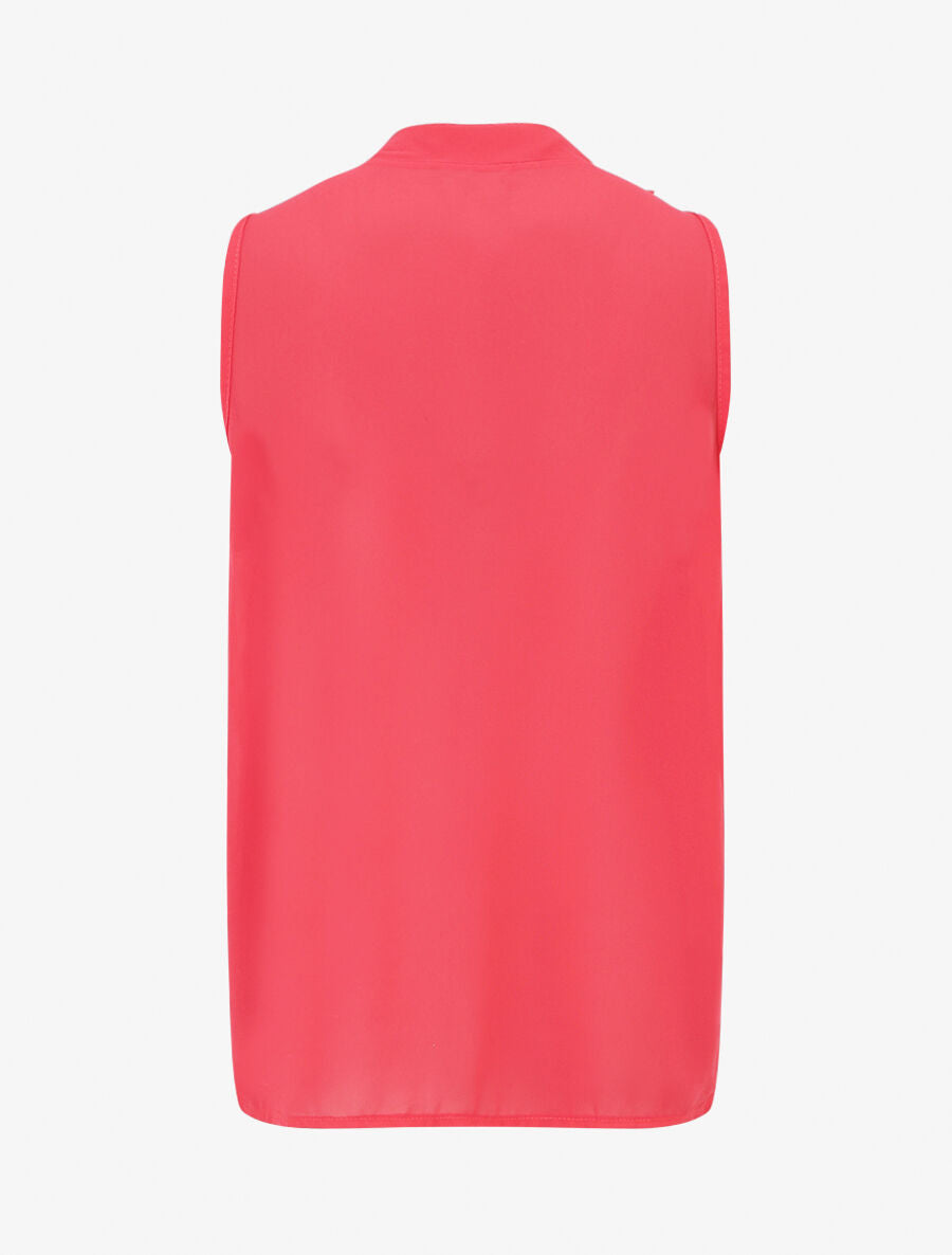 Blouse unie en voile à détail bijoux - Fushia - 2