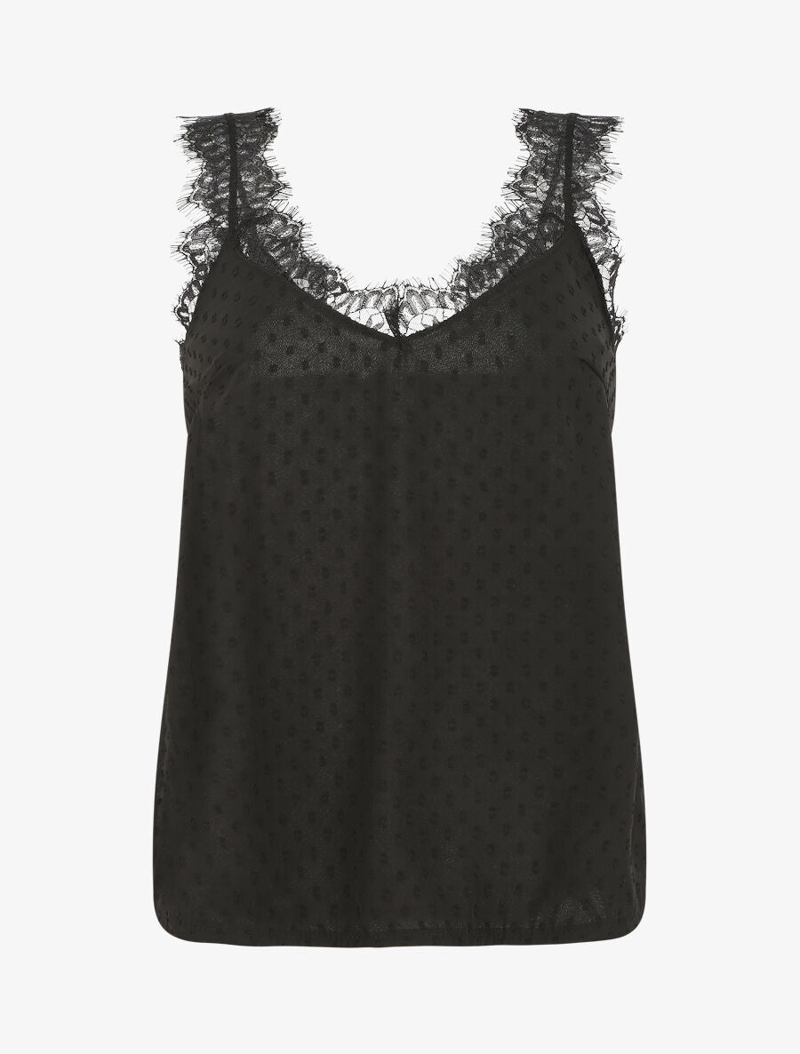 Top uni sans manches texturé - Noir - 7