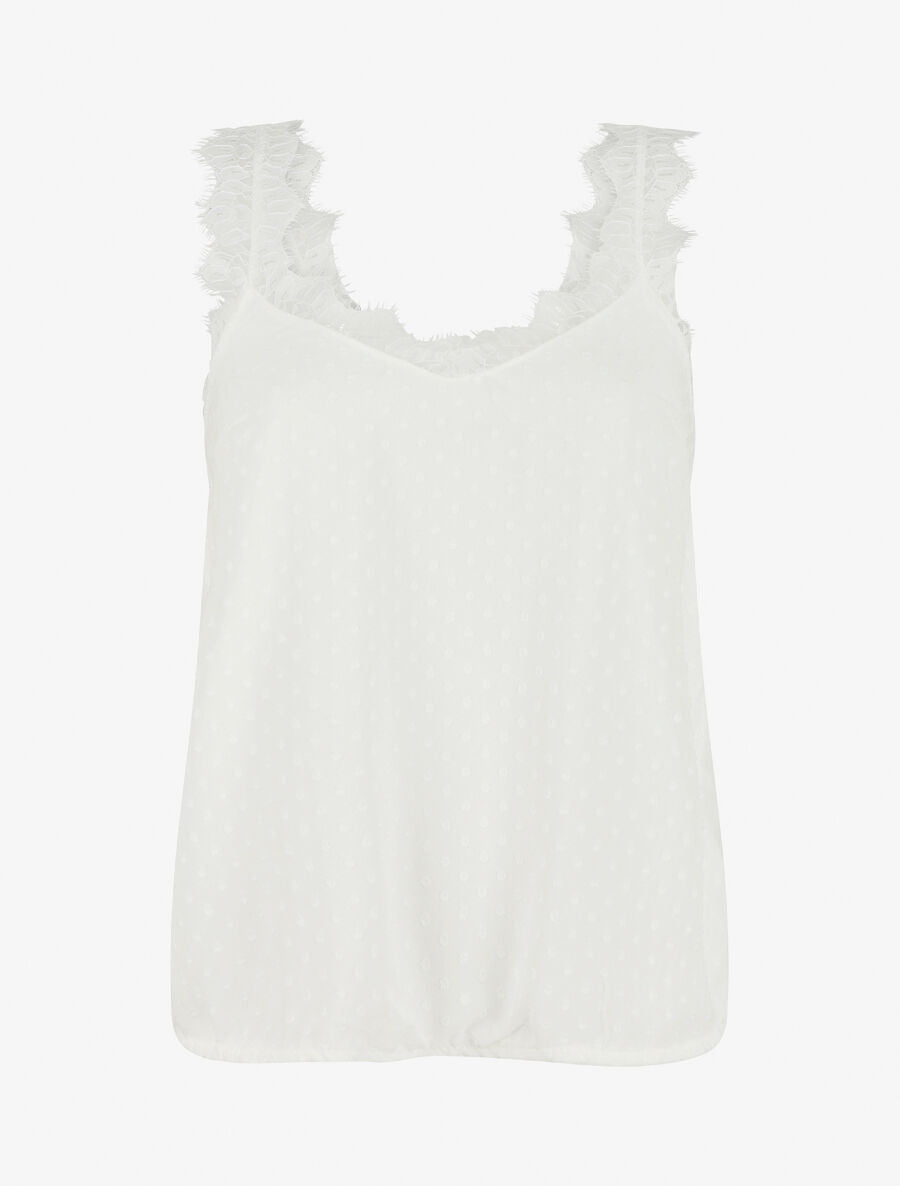 Top uni sans manches texturé - Blanc - 5