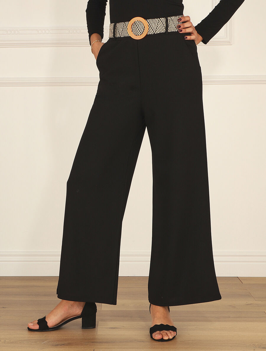 Pantalon long uni fluide - Noir - 4