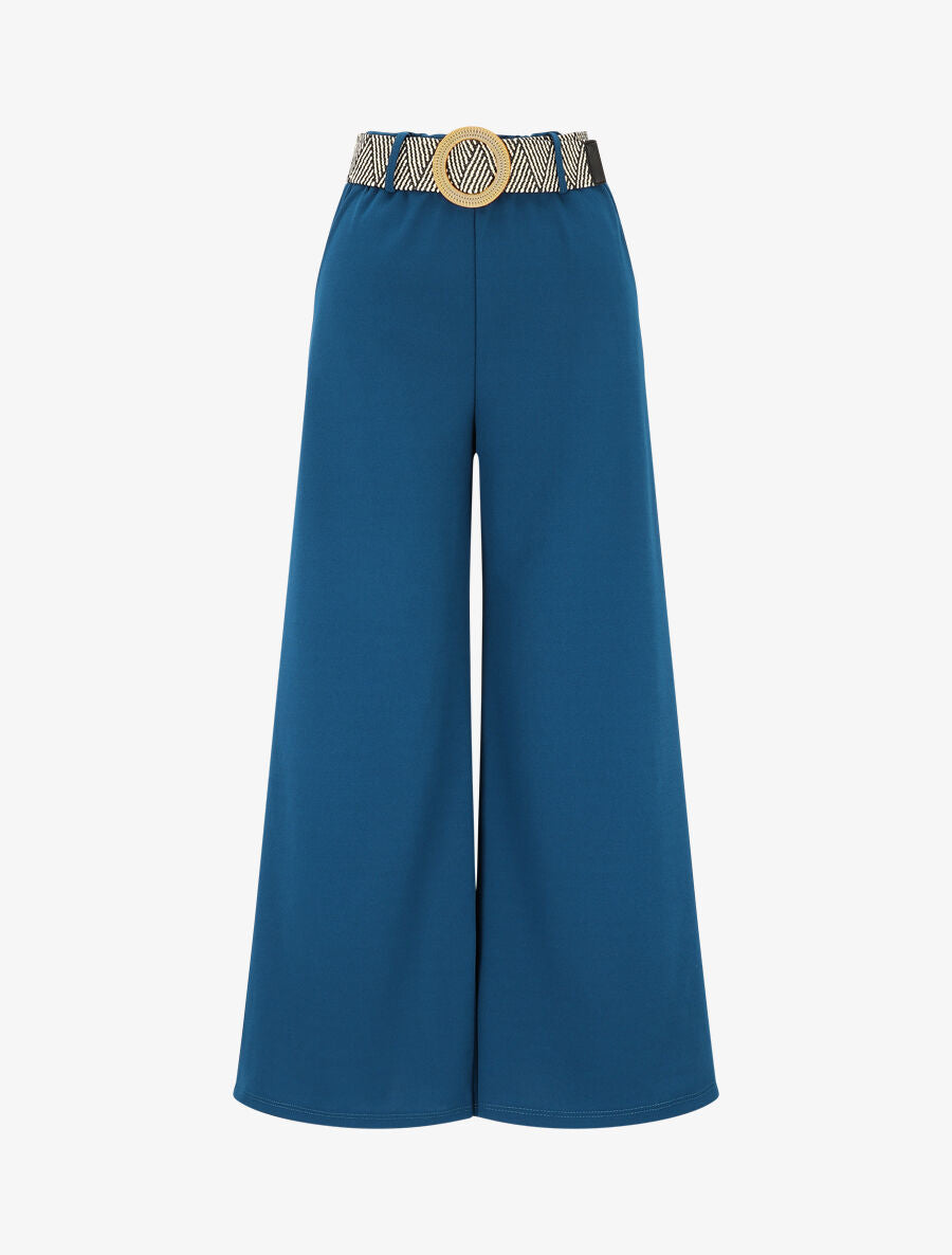 Pantalon long uni fluide - Bleu pétrole - 5