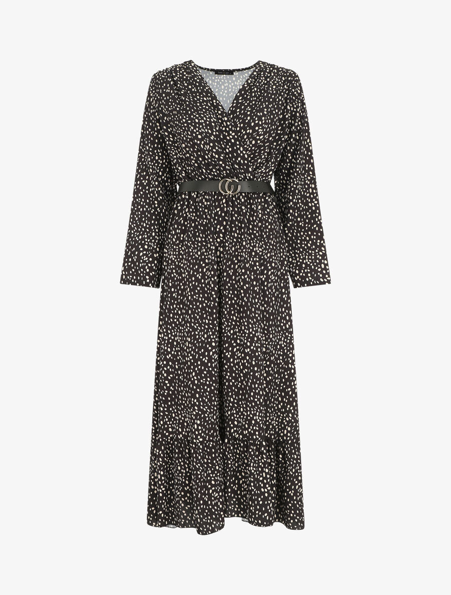 Robe longue à imprimé moucheté - Noir - 1
