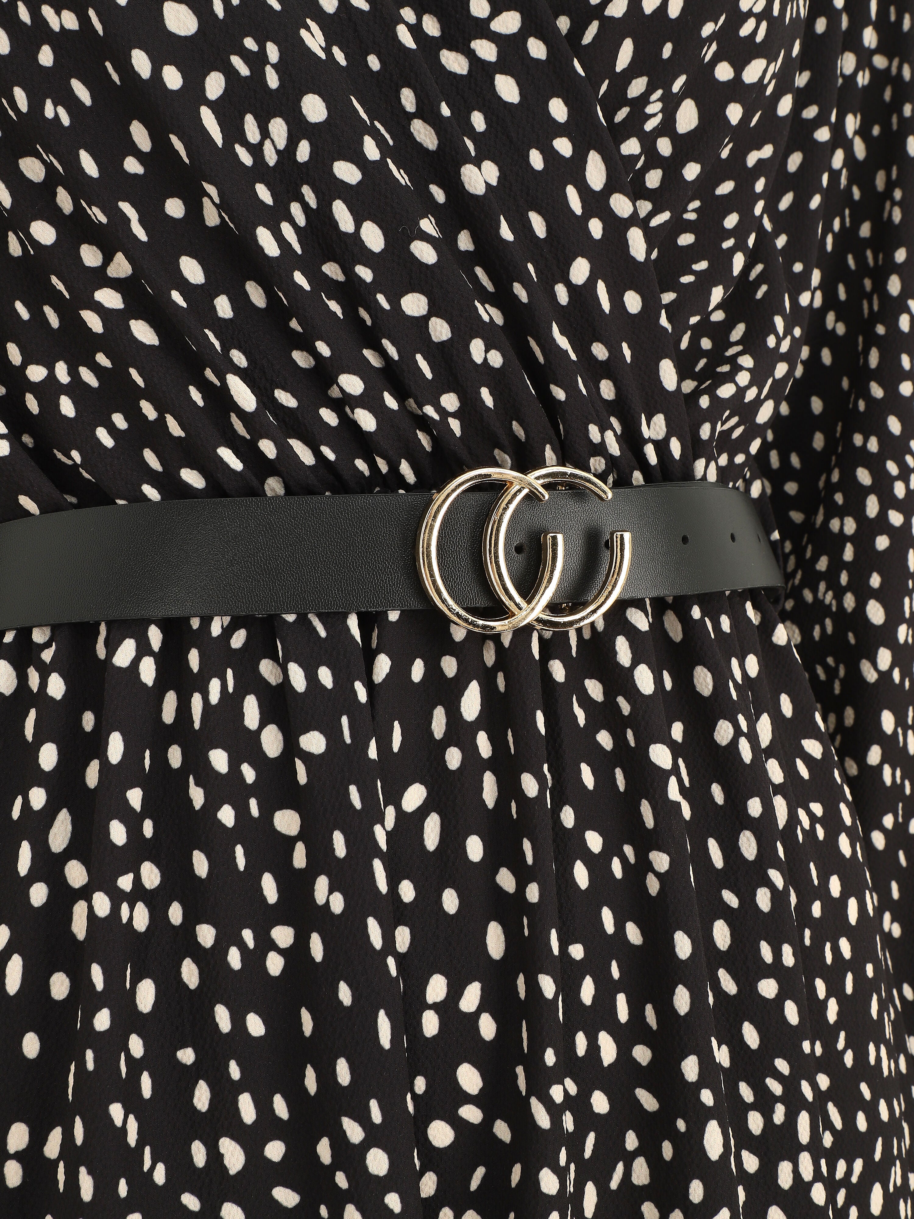 Robe longue à imprimé moucheté - Noir - 3