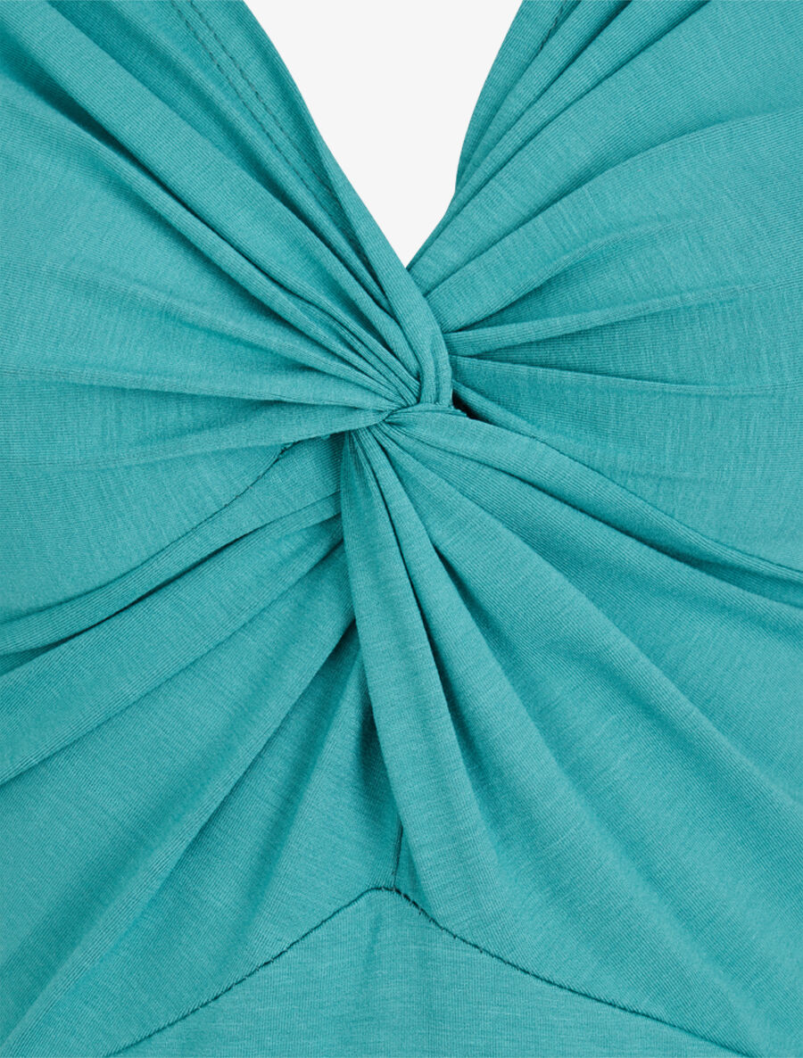 Top à col torsadé et manches courtes - Turquoise - 3