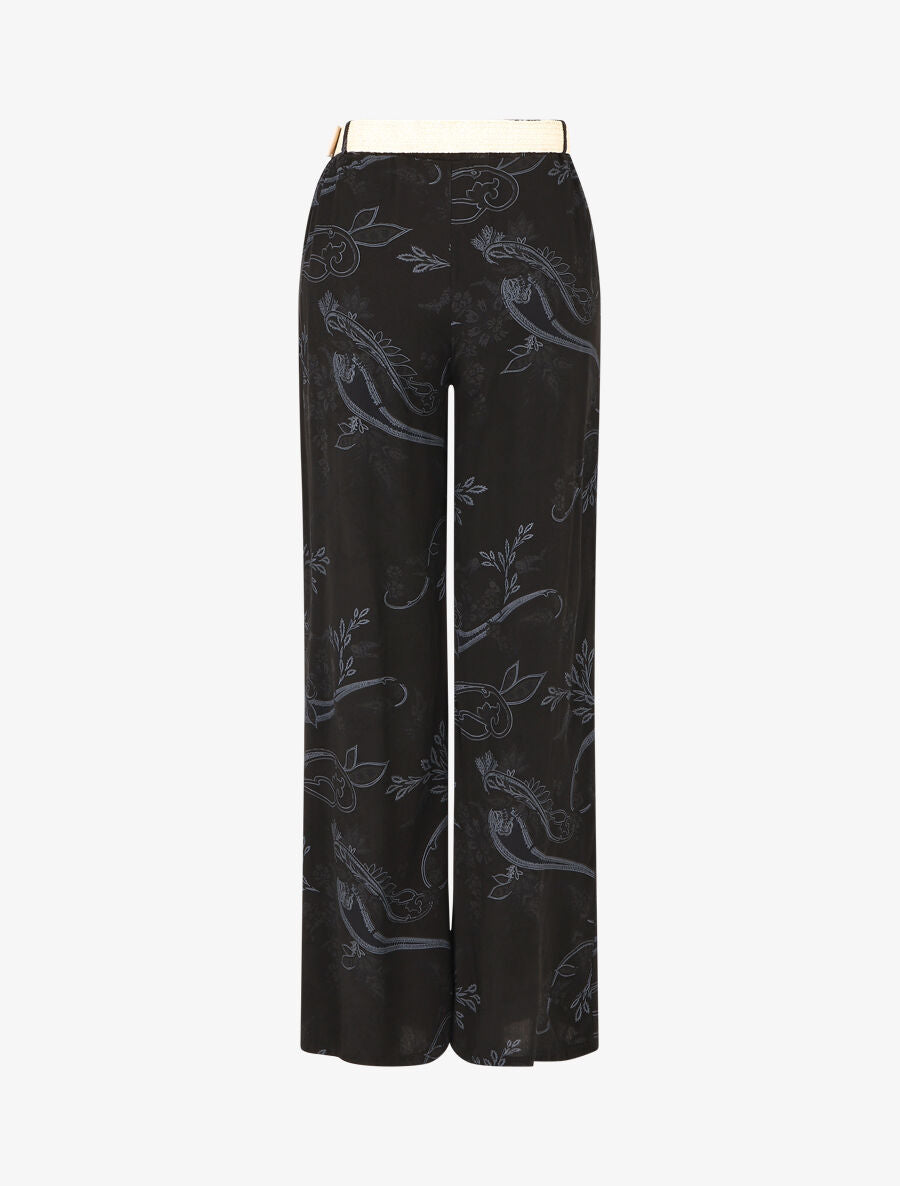 Pantalon fluide imprimé foulard - Noir - 2