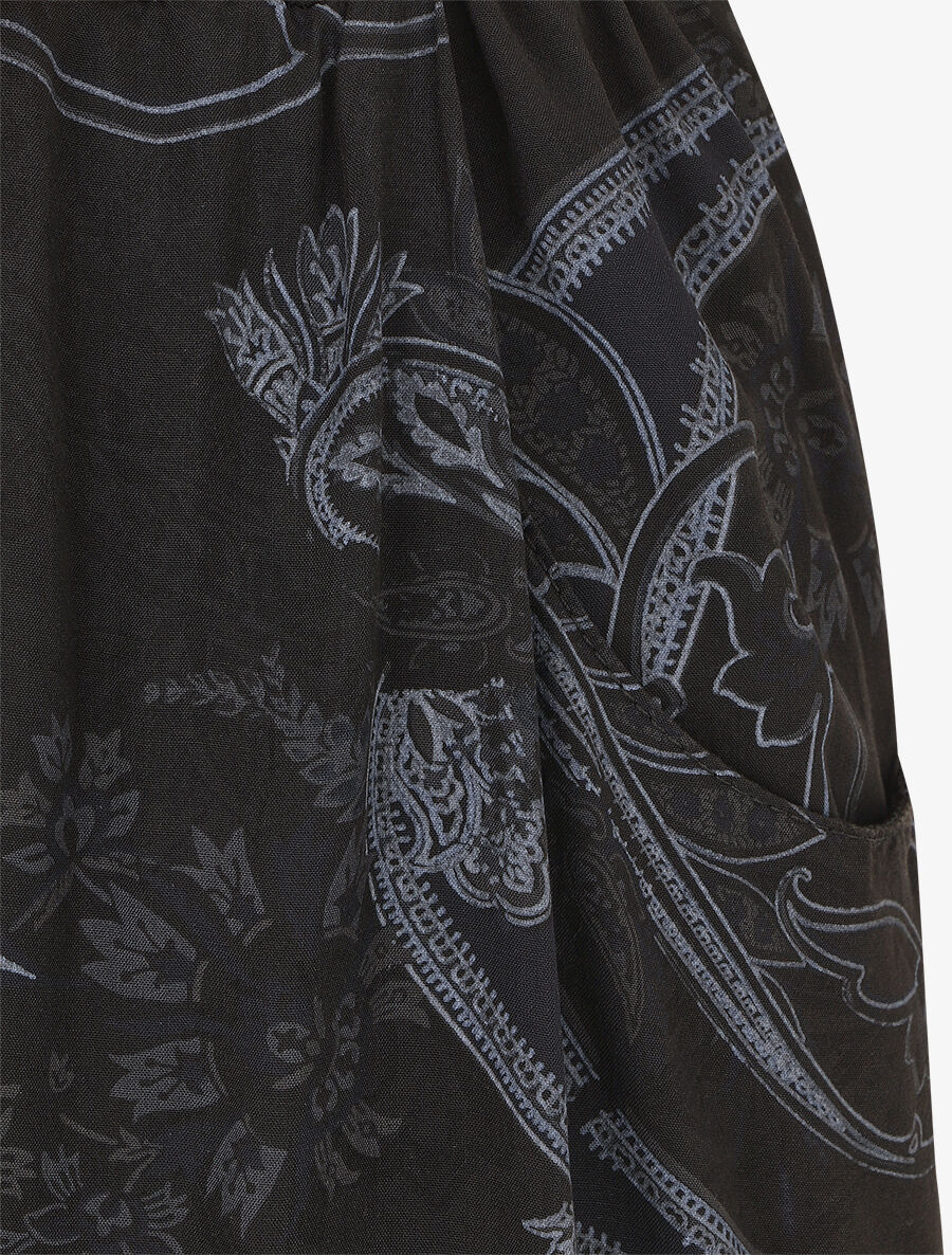 Pantalon fluide imprimé foulard - Noir - 3