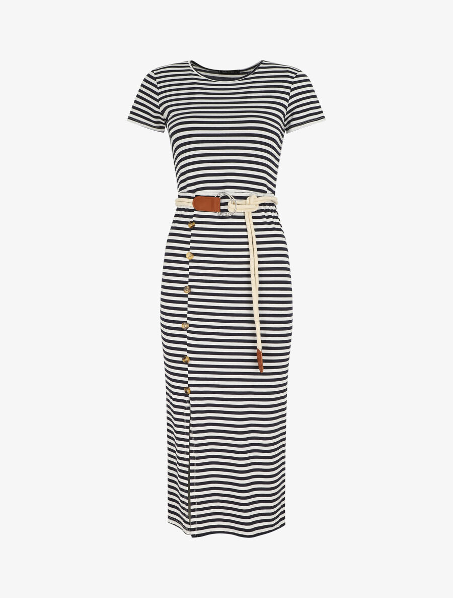 Robe longue à imprimé style marinière - Marine - 1