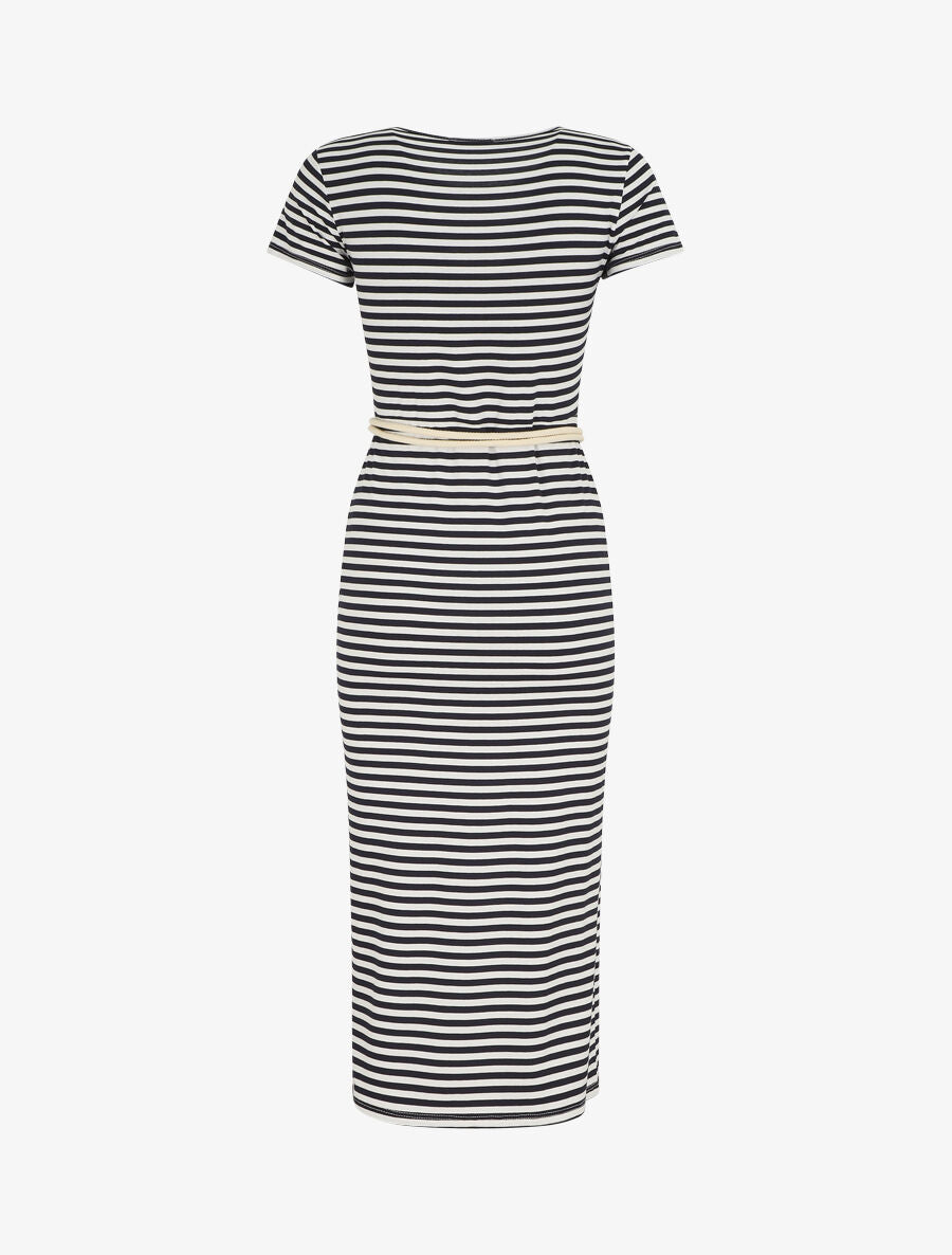 Robe longue à imprimé style marinière - Marine - 2