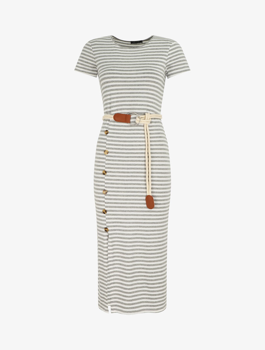 Robe longue à imprimé style marinière - Gris - 1