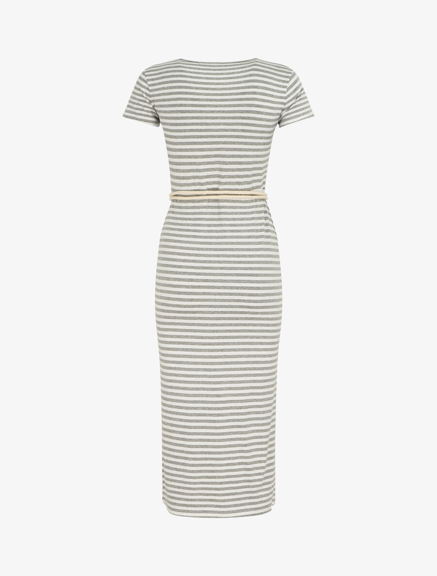 Robe longue à imprimé style marinière - Gris - 2