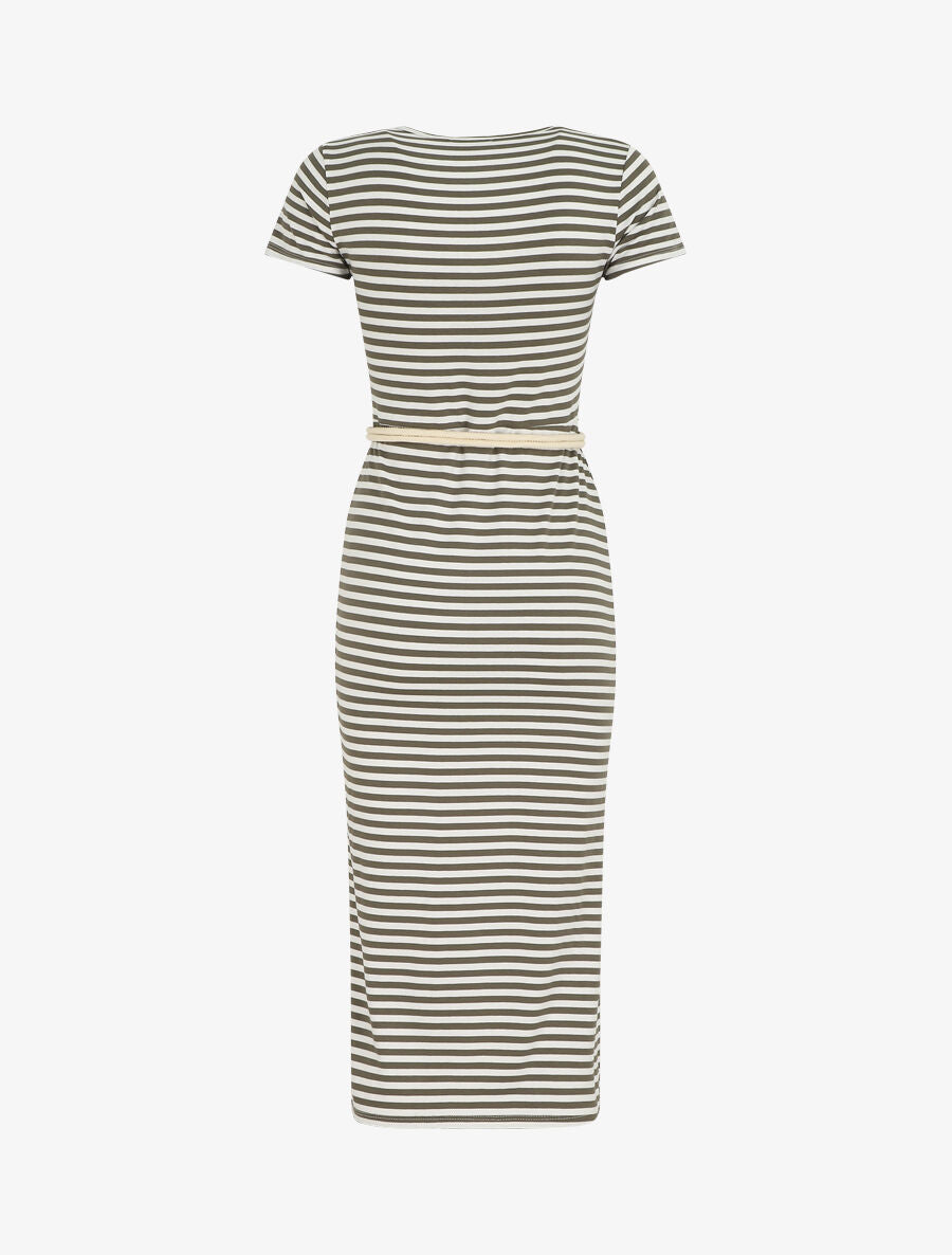 Robe longue à imprimé style marinière - Kaki - 2