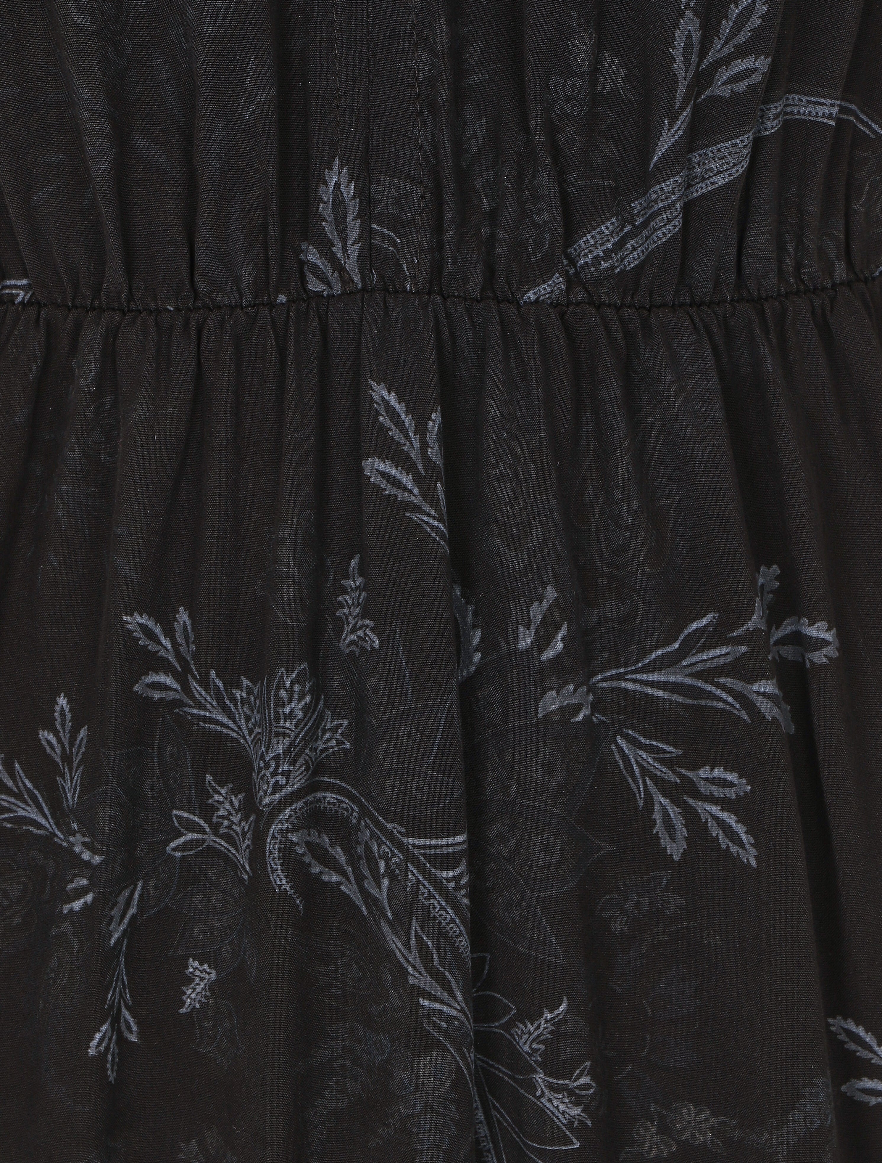 Robe longue élastiquée à imprimé foulard - Noir - 3