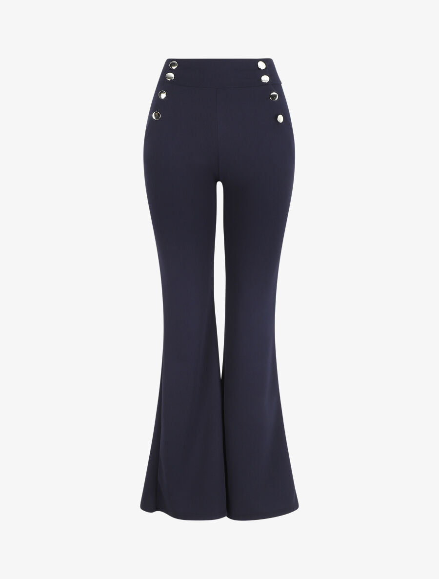Pantalon fluide à fermeture stylisée - Marine - 5
