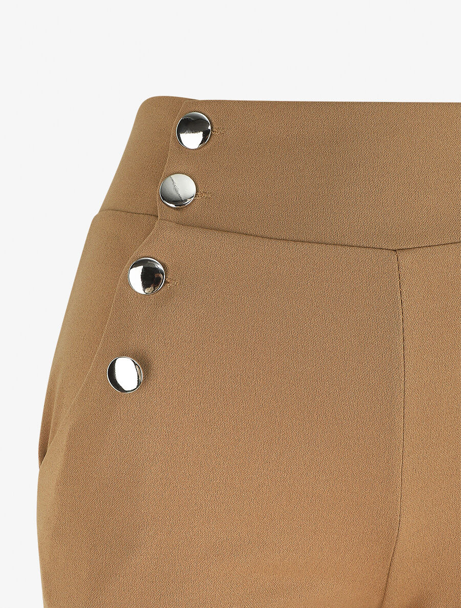 Pantalon fluide à fermeture stylisée - Camel - 3