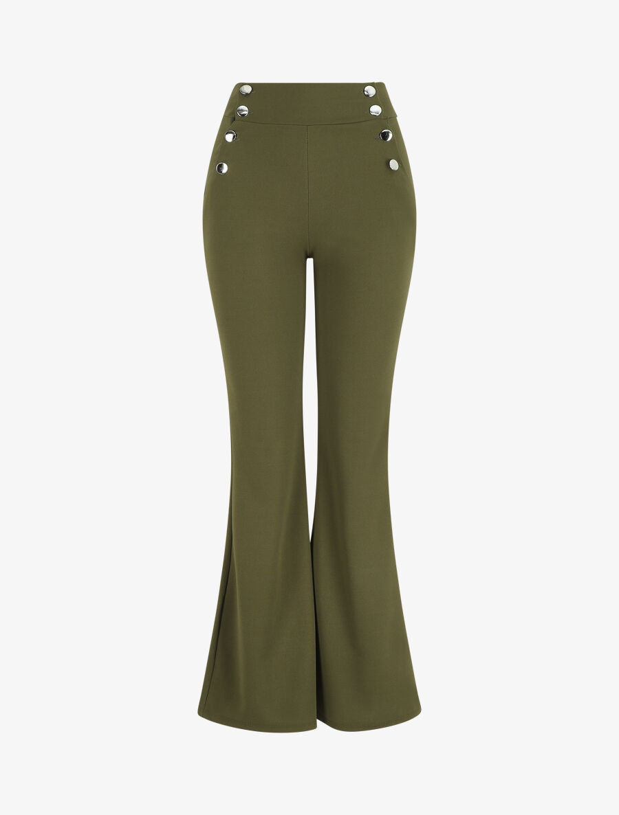 Pantalon fluide à fermeture stylisée - Kaki - 5