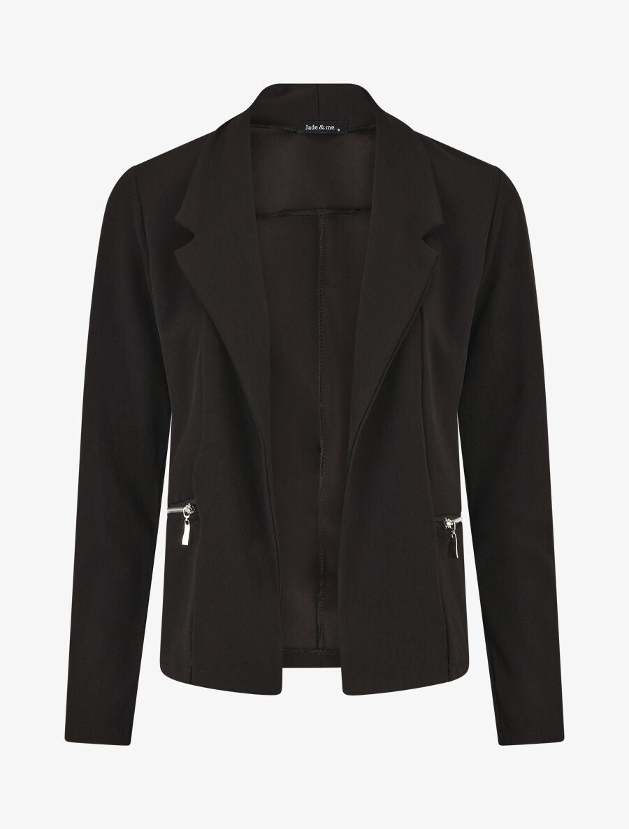 Blazer fluide uni à poches zippées - Noir - 1