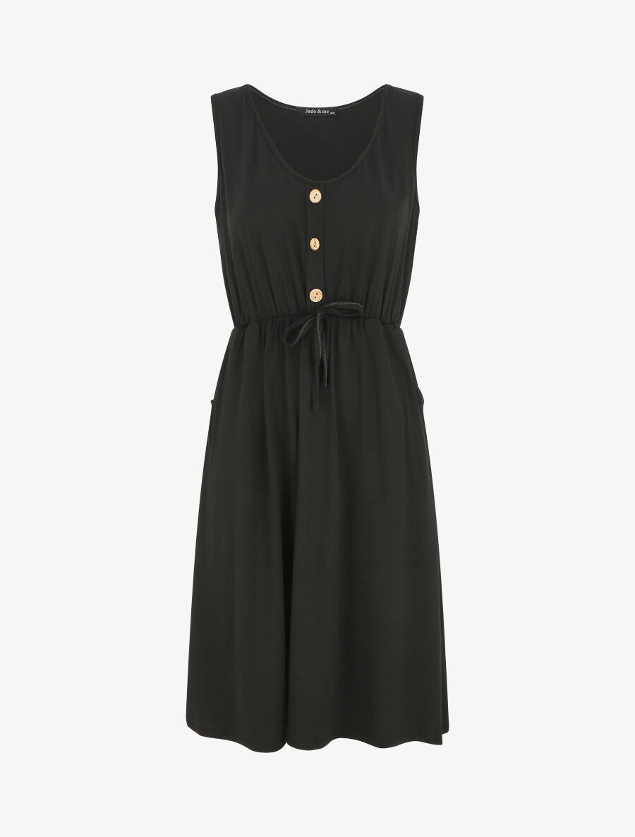 Robe mi-longue fluide - Noir - 4