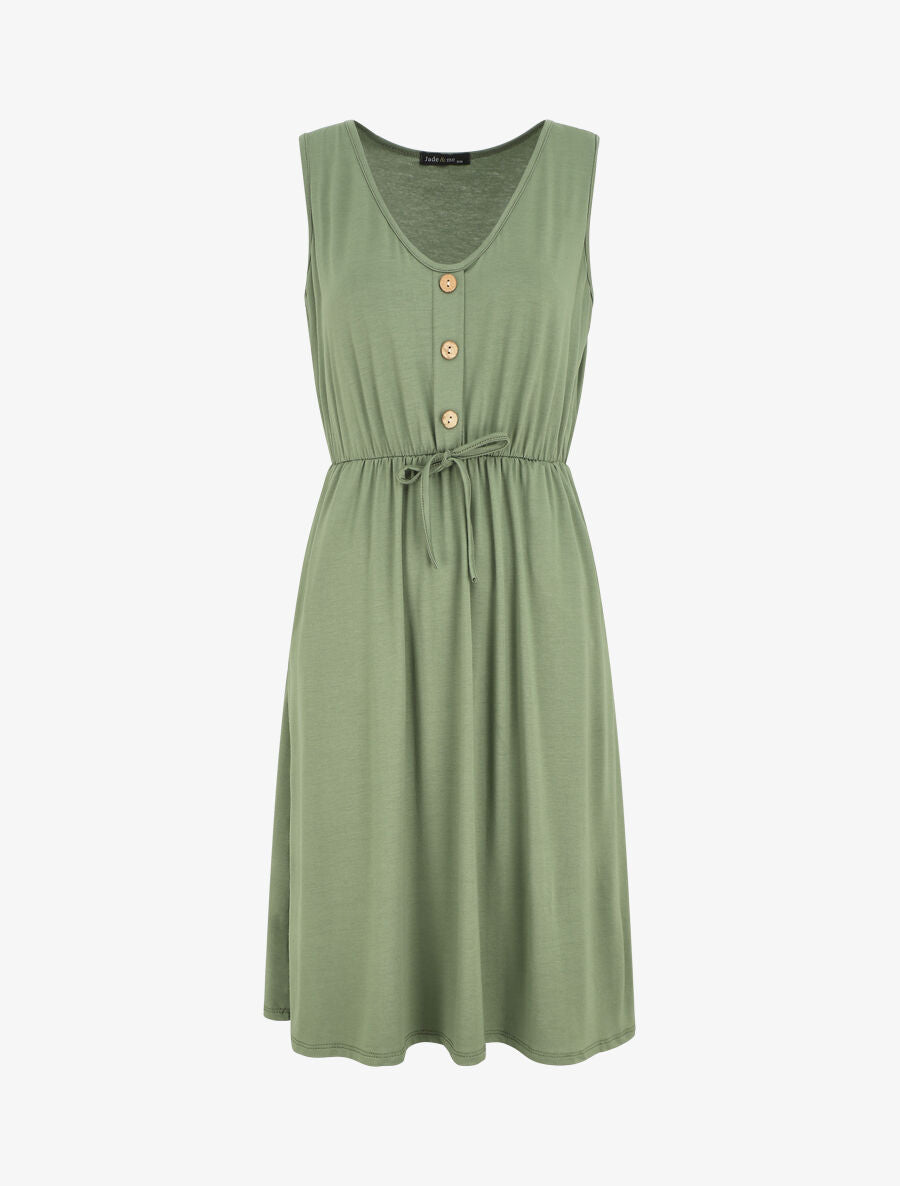 Robe mi-longue fluide - Kaki - 1