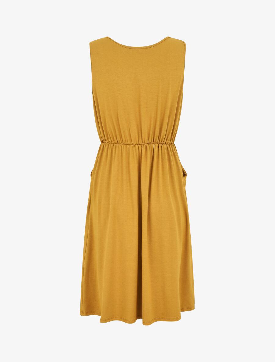 Robe mi-longue fluide - Jaune moutarde - 2