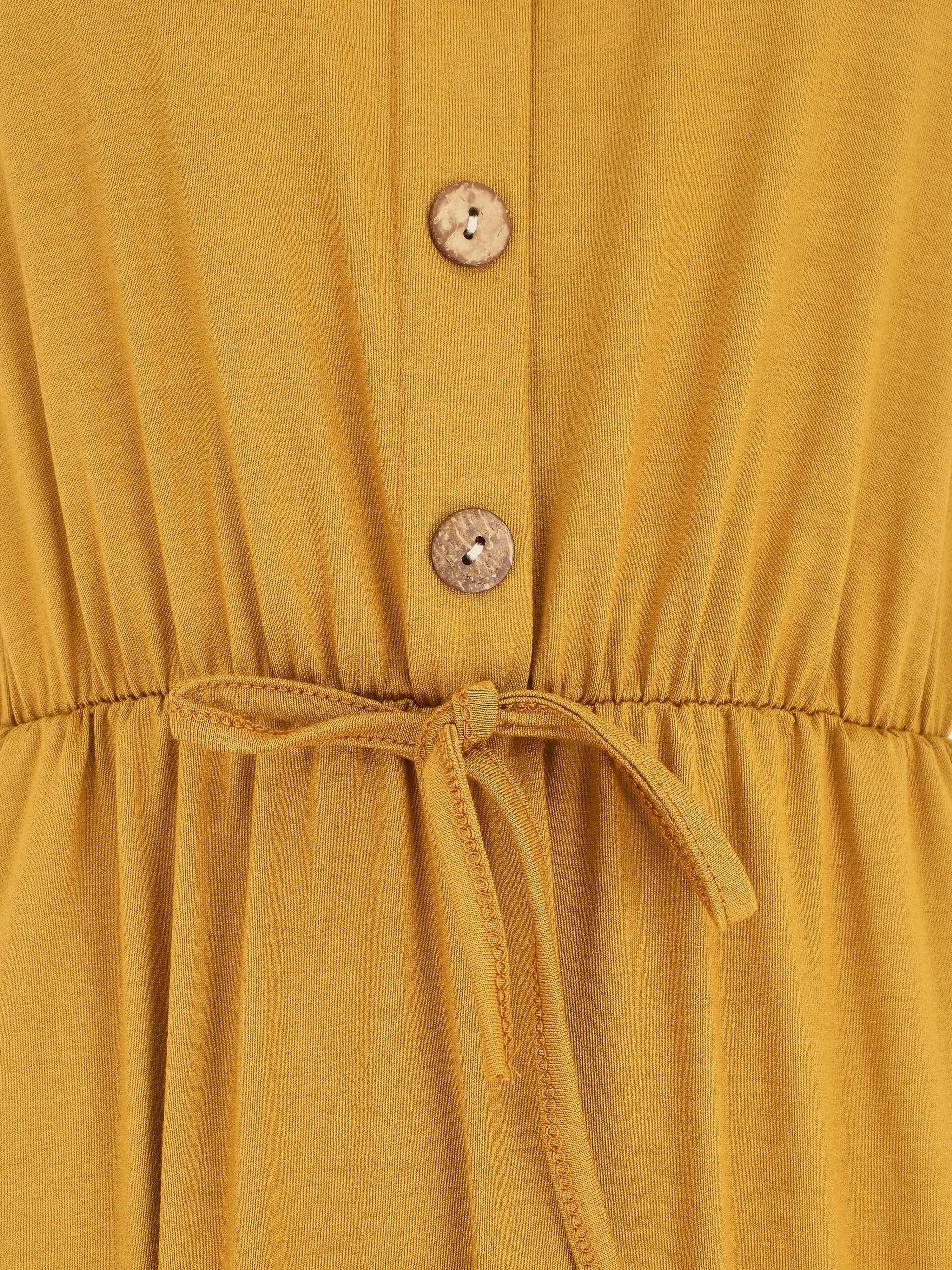 Robe mi-longue fluide - Jaune moutarde - 3
