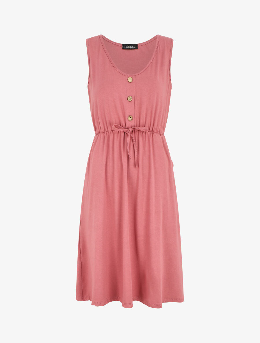 Robe mi-longue fluide - Vieux rose - 1