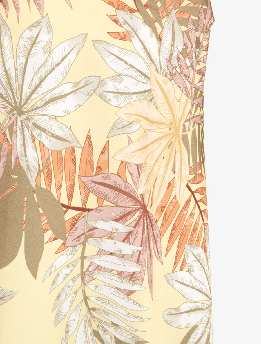 Caraco satiné à imprimé feuilles tropicales - Jaune pâle - 3