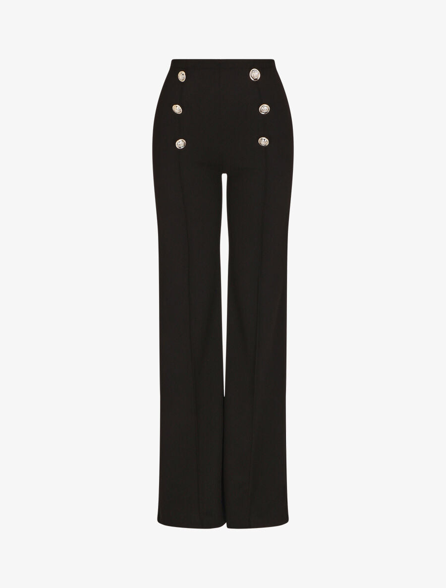 Pantalon long uni à taille haute - Noir - 4