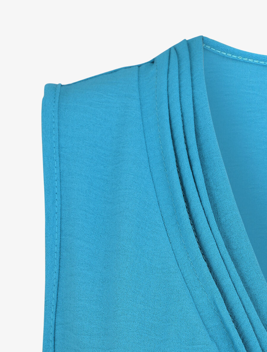 Top droit sans manches col V - Bleu turquoise - 3