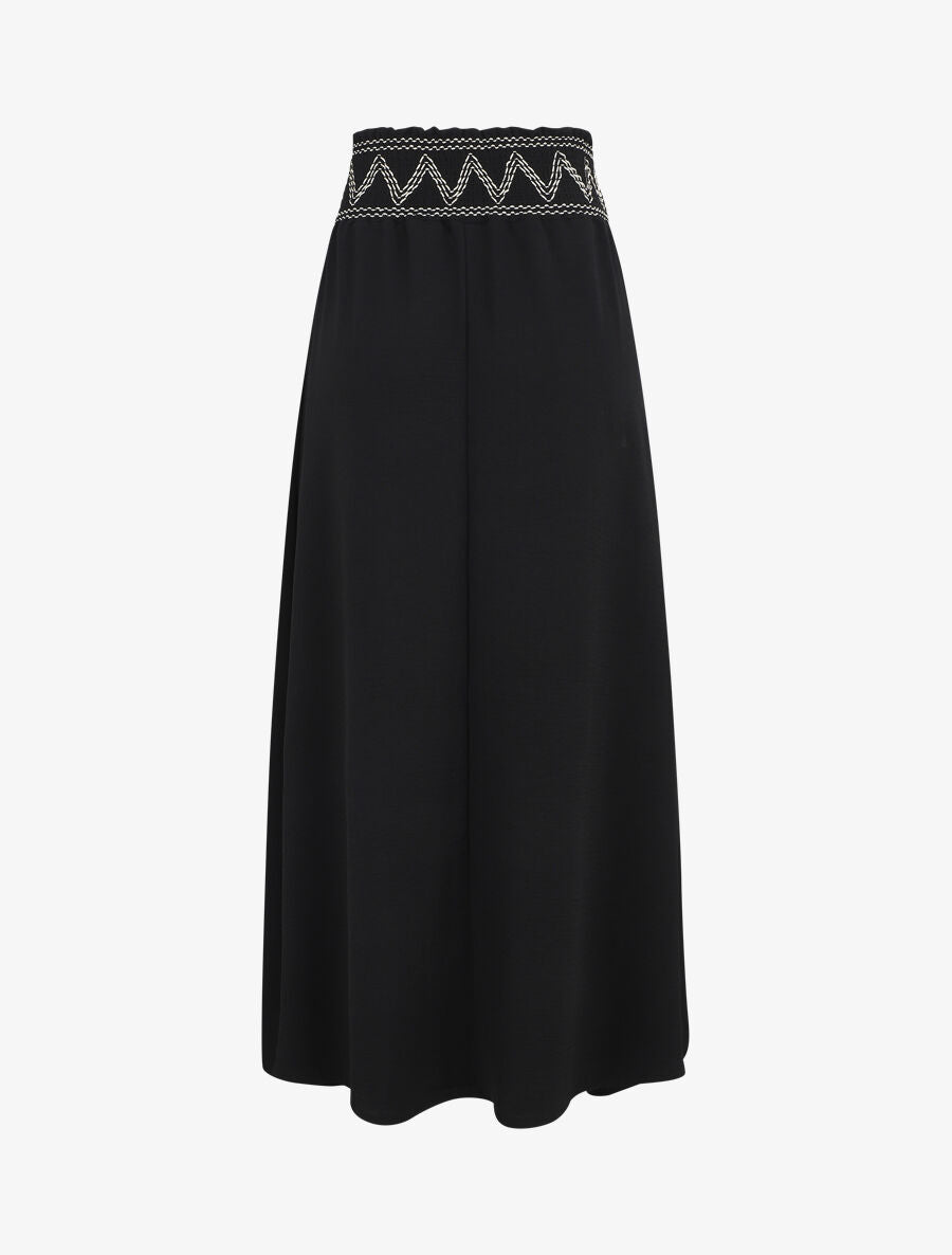 Jupe longue à taille élastiquée - Noir - 2