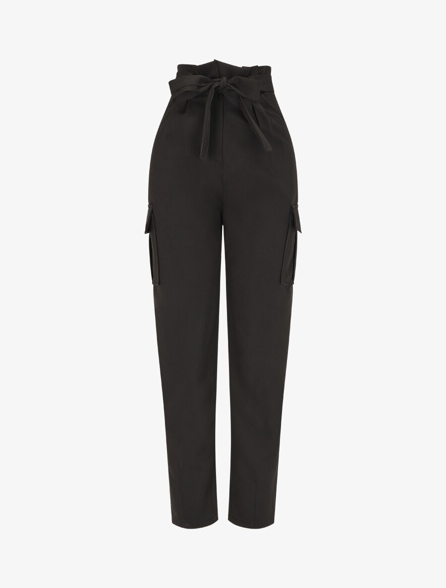 Pantalon cargo taille haute - Noir - 5